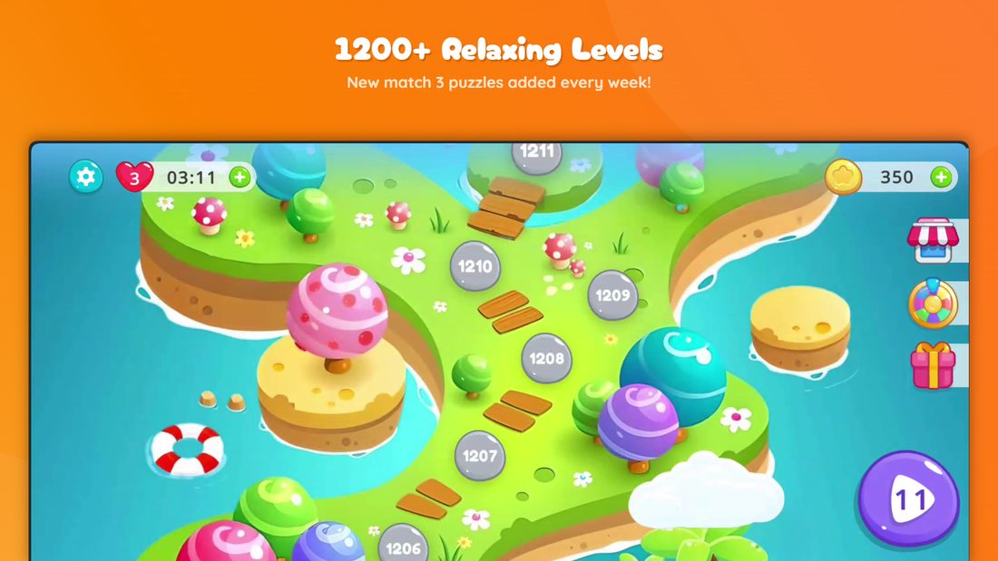 A level map of tropical islands, with more than 1200 puzzles.
